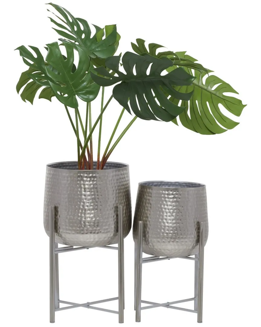 Set of 2 Planters - Silver, Iron