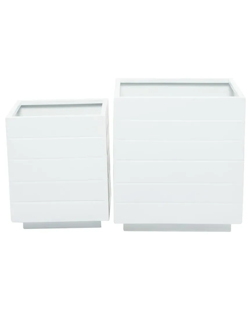 Set of 2 Planters - White, Iron