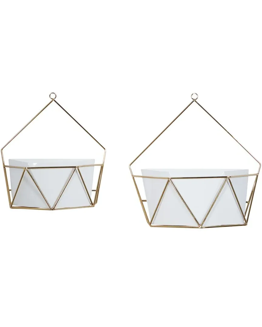 Set of 2 Wall Planters - White, Iron