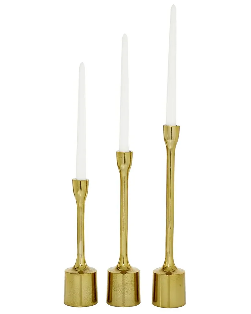 Set of 3 Candle Holders - Gold, Aluminum