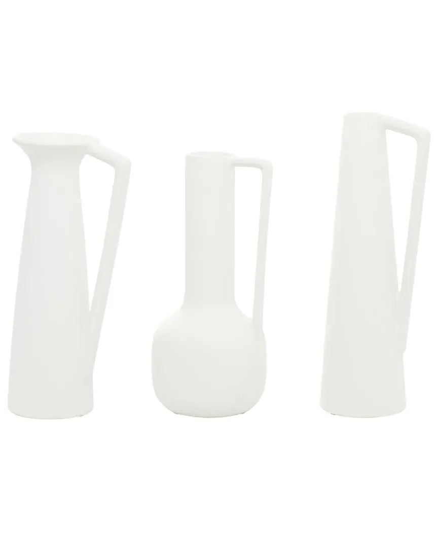 Set of 3 Ceramic Vases - White image