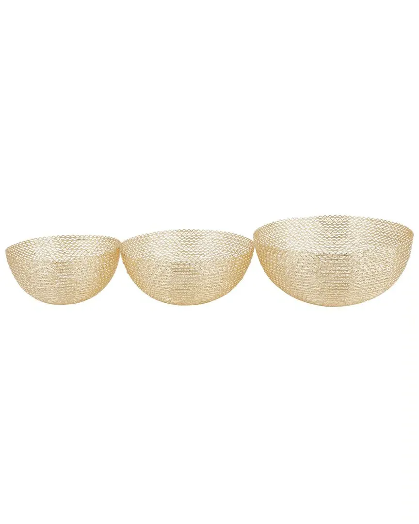 Set of 3 Decorative Bowls - Gold, Iron image