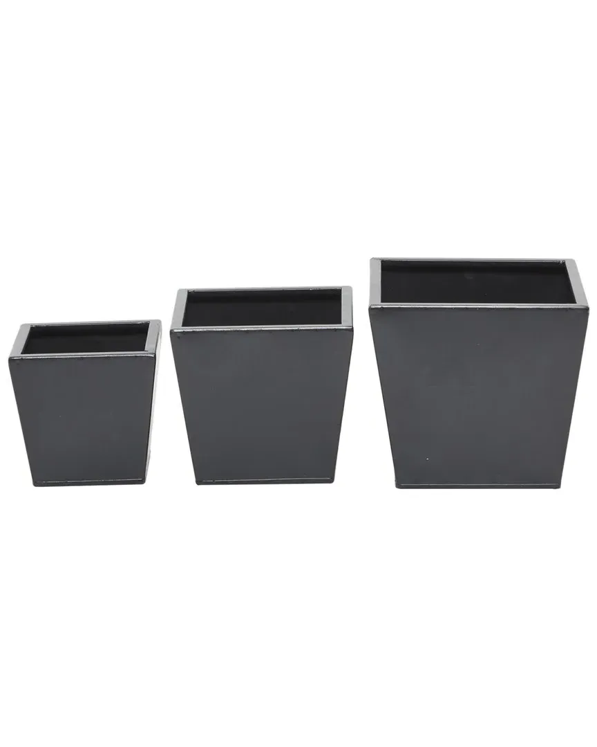 Set of 3 Planters - Black, Iron image
