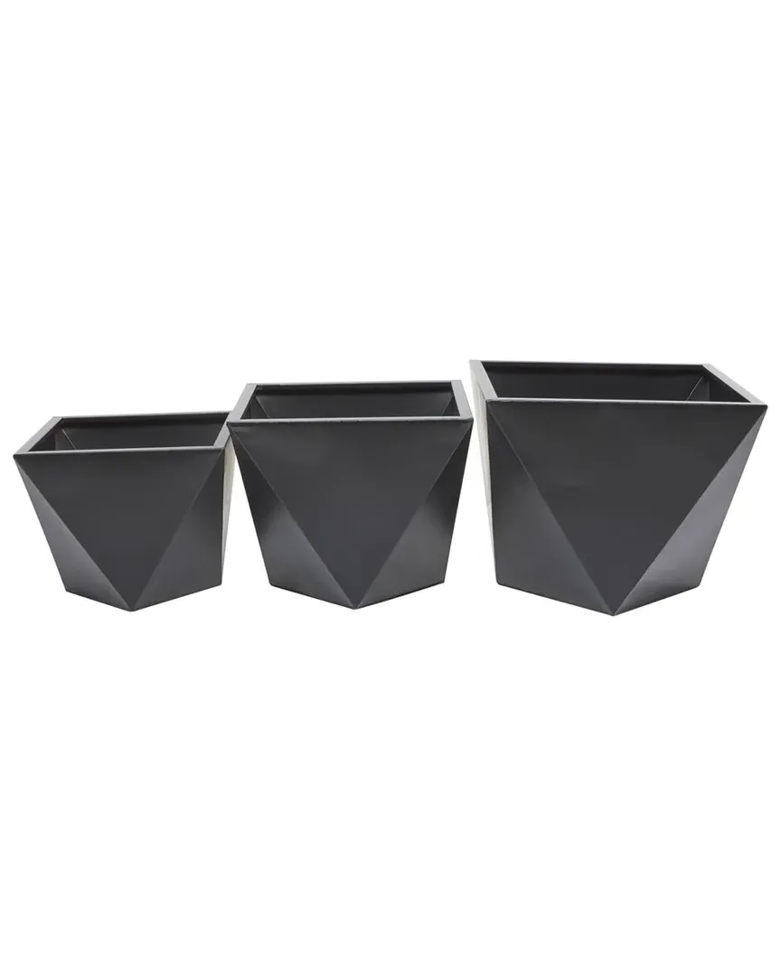 Set of 3 Planters - Black, Iron