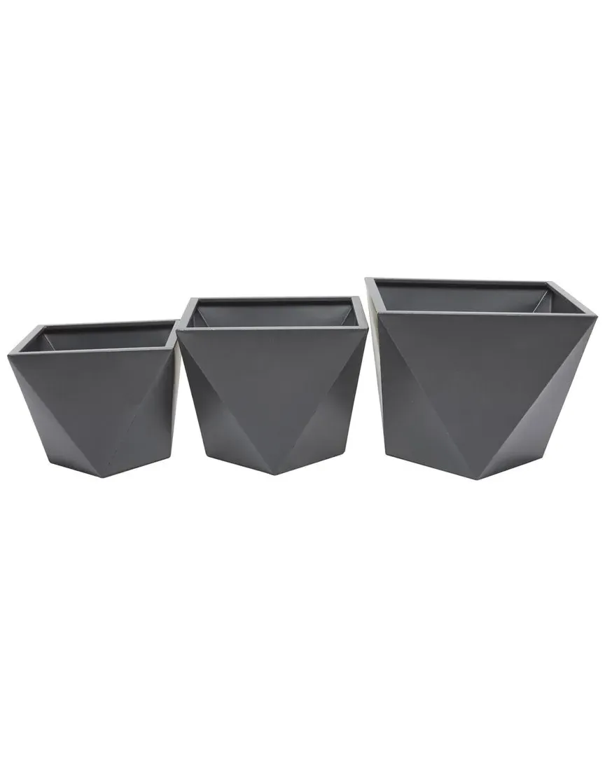 Set of 3 Planters - Grey, Iron