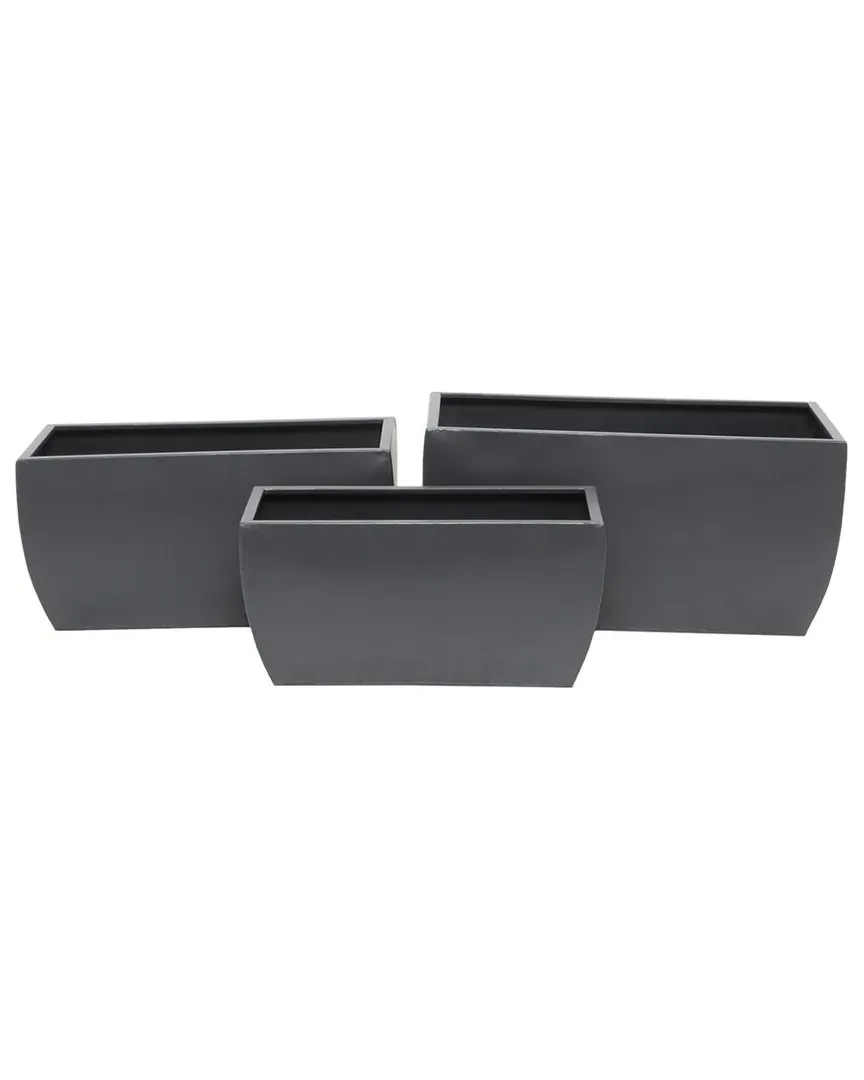 Set of 3 Planters - Grey, Iron