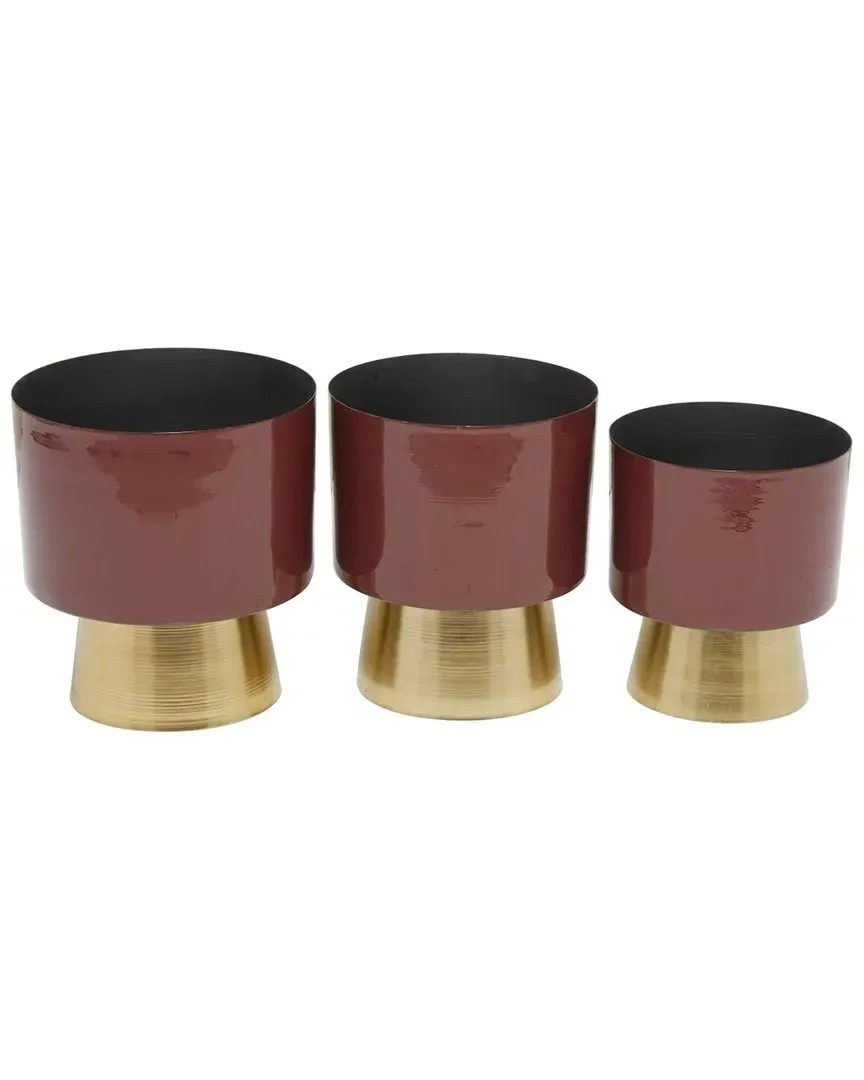 Set of 3 Planters - Red, Iron image