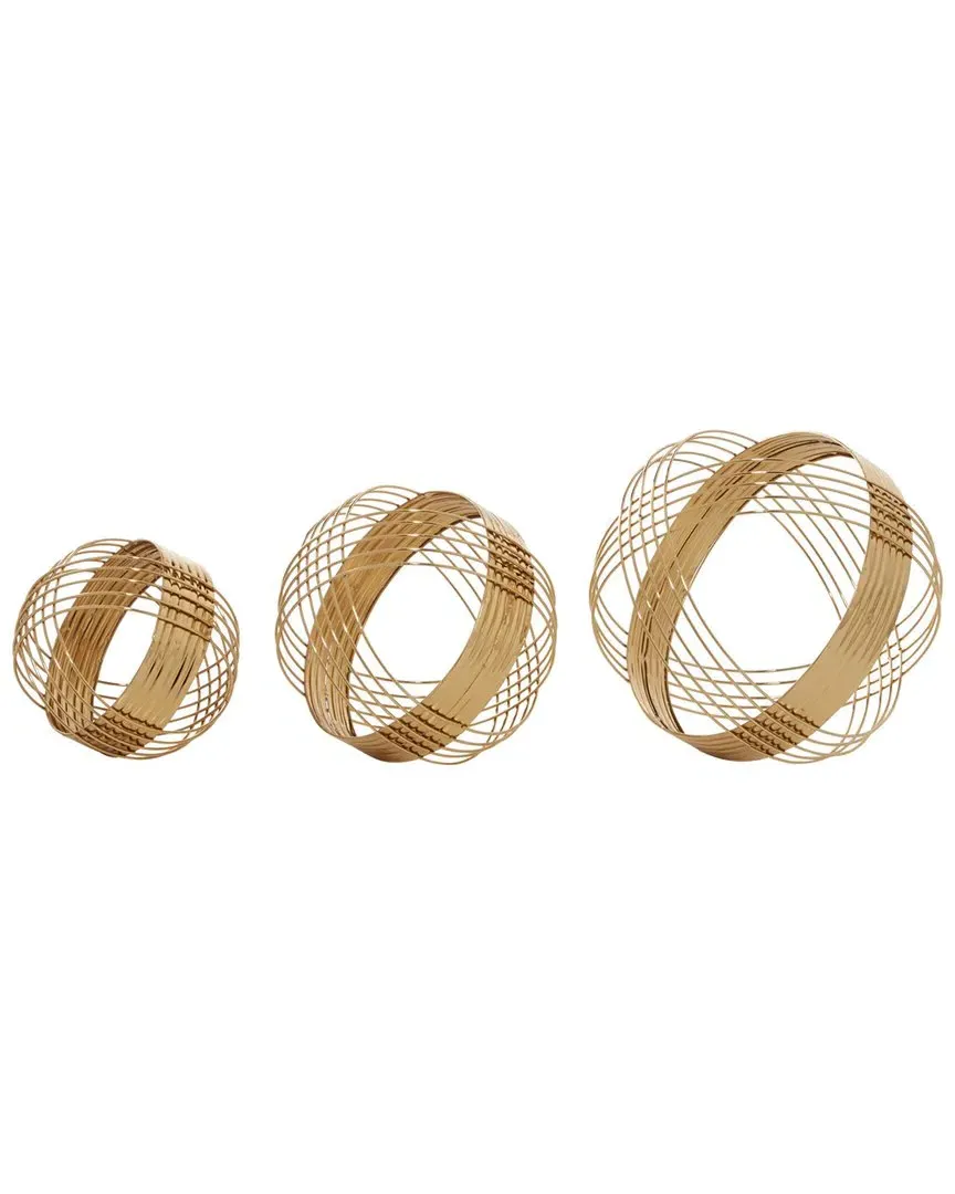 Set of 3 Sphere Sculptures - Gold, Iron image