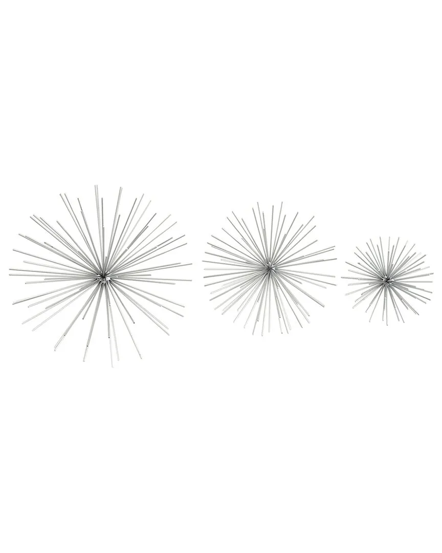 Set of 3 Starburst 3D Wall Decor - Silver, Metal image