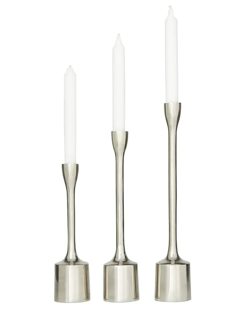 Set of 3 Tapered Candle Holders - Silver, Aluminum image