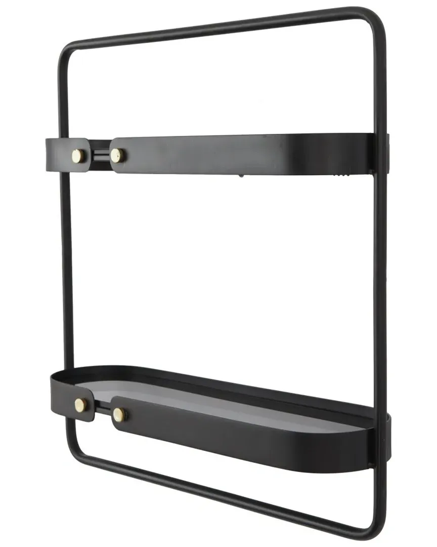 Wall Shelf with Hanging Rack - Black, Iron image