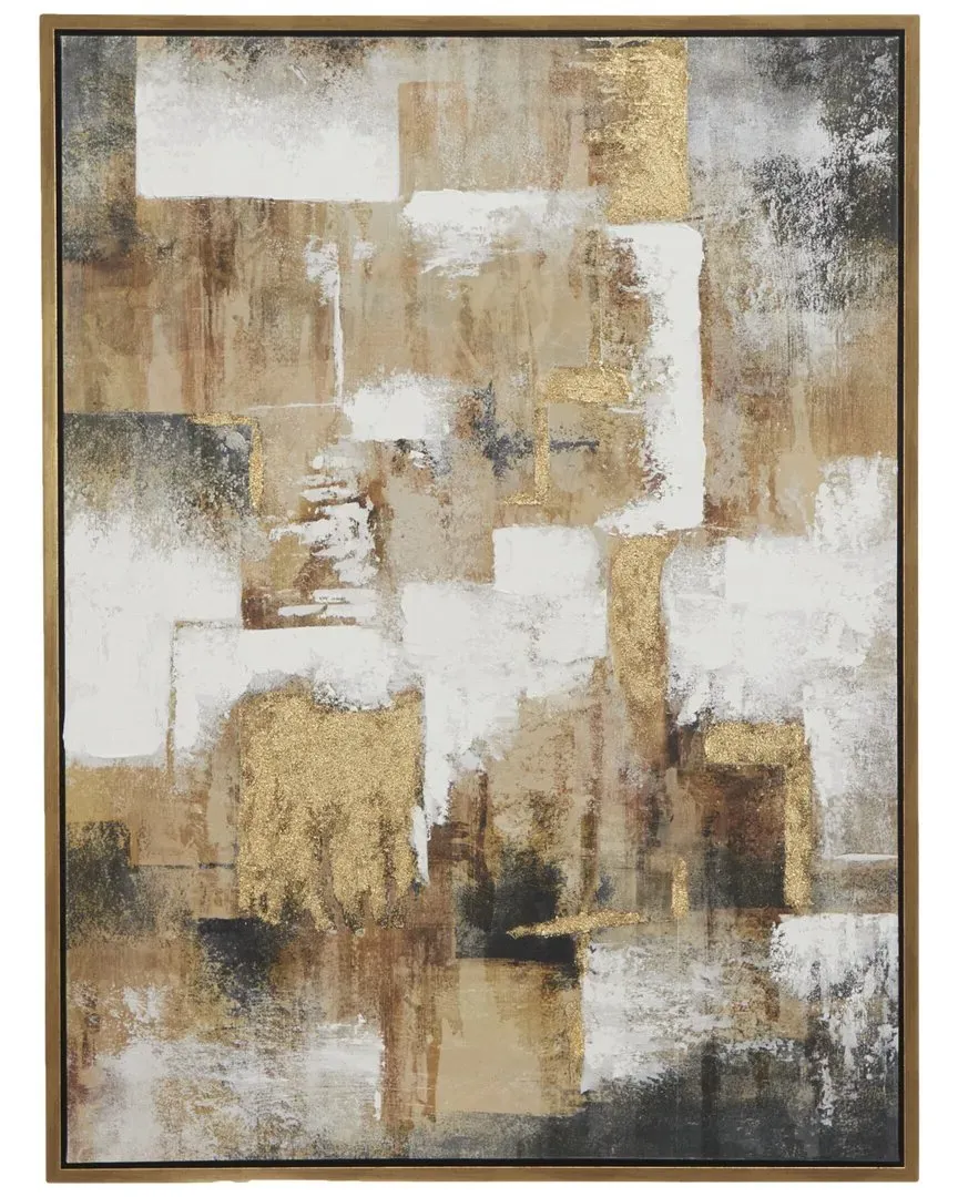 Wood Framed Abstract Wall Art - Gold image