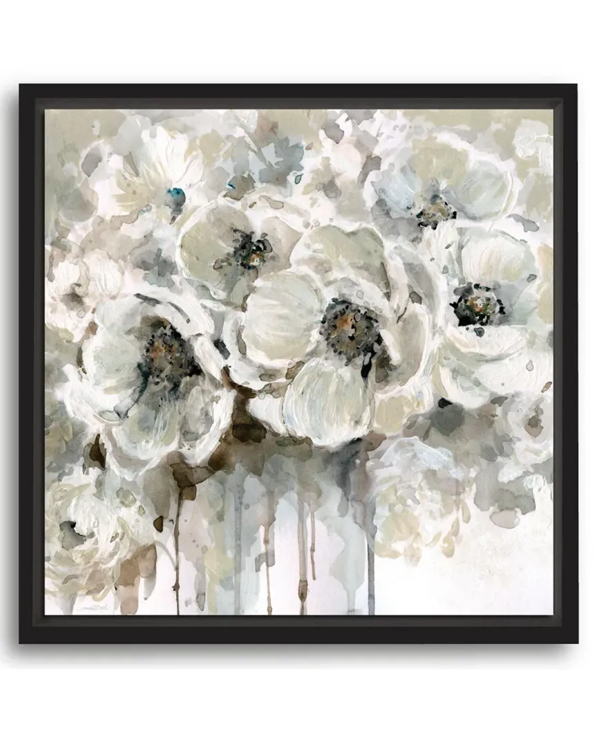 Black & White Flower Art Framed Stretched Canvas - Black