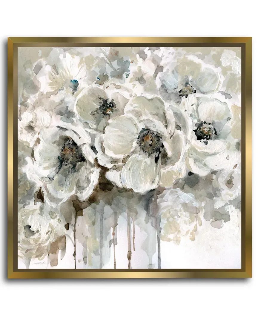 Black & White Flower Framed Stretched Canvas - Black image