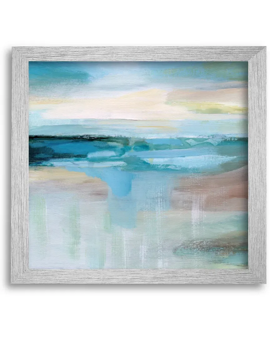 Blue & Pink Horizon Canvas Wall Art - Driftwood Frame image
