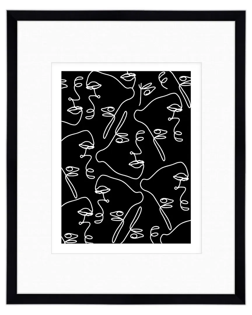 Courtside Market Black & White Faces Framed Art - 16x20in image