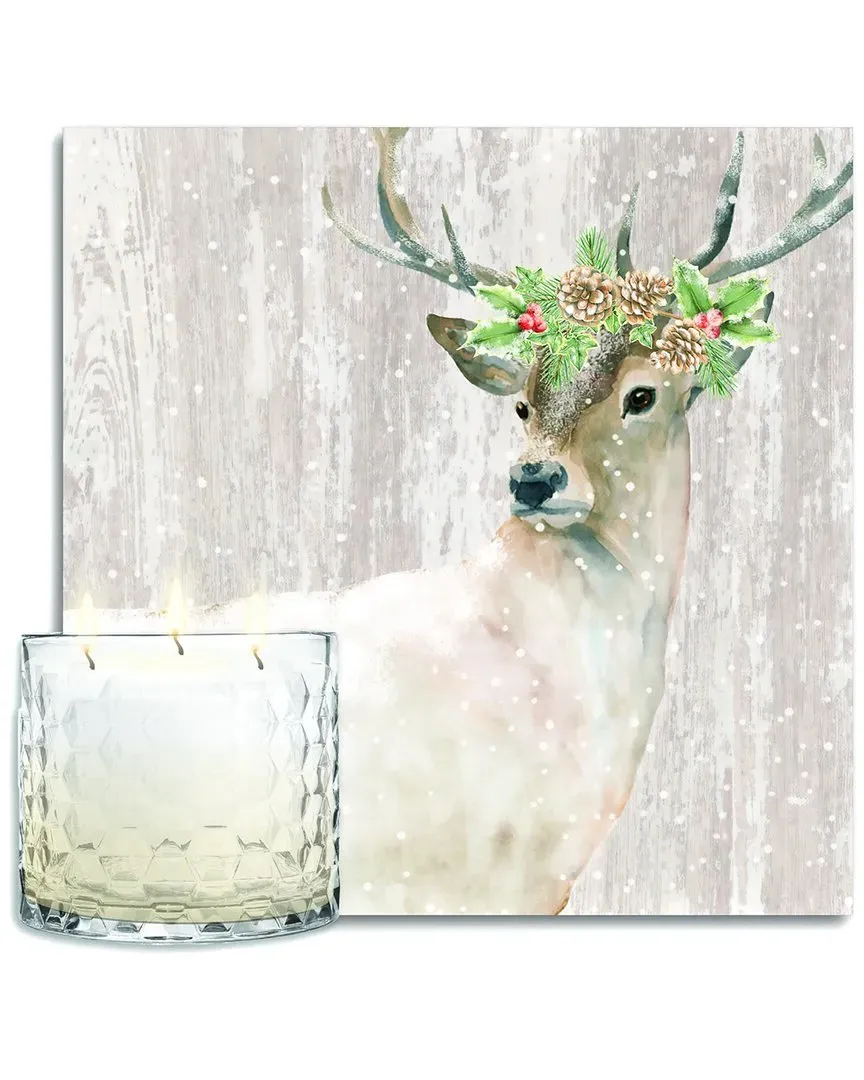 Holiday Buck Artboard & Snickerdoodle Soy Candle Set - Multicolor image