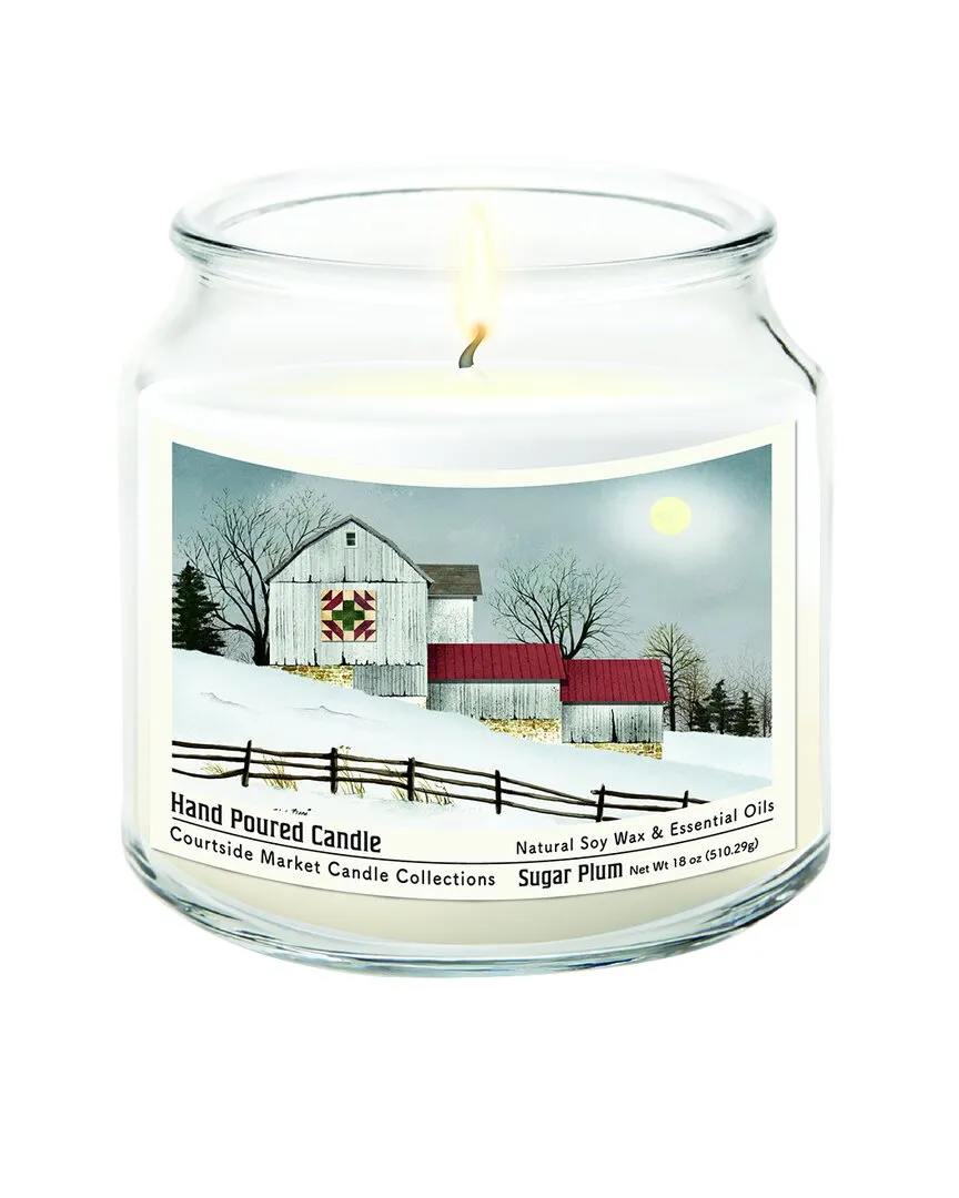 Quilted Barn Candle with Glass Lid - Multi, Soy Wax