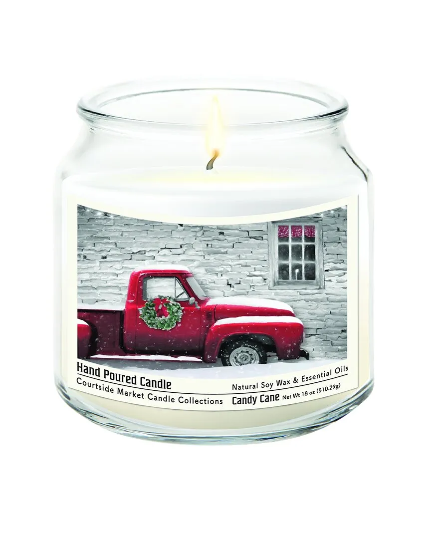 Red Pick-Up Truck With Wreath Candle - Multi