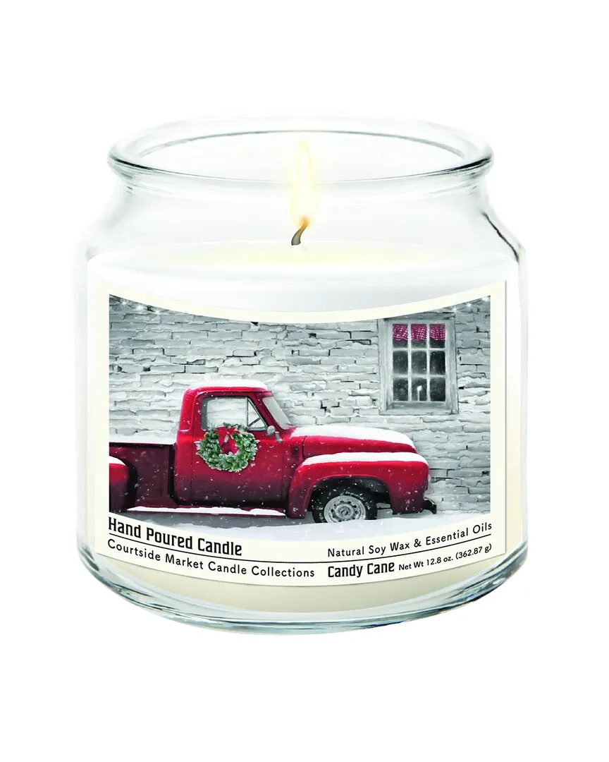 Red Pick-Up Truck With Wreath Hand-Poured Soy Wax Candle image