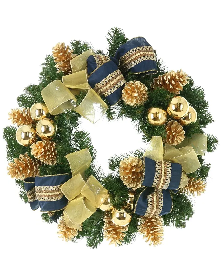 26in Holiday Wreath with Assorted Bows - Green