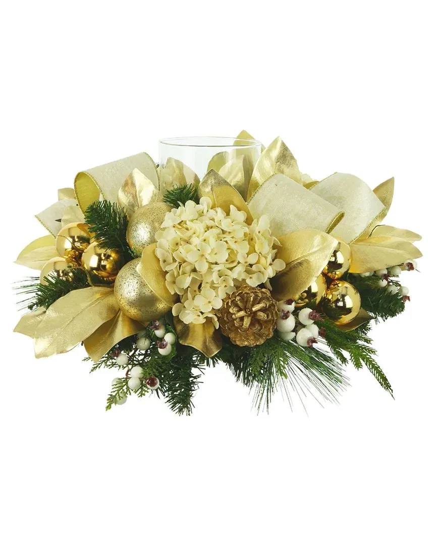 Christmas Centerpiece with Magnolia Leaves & Hydrangeas - Cream image