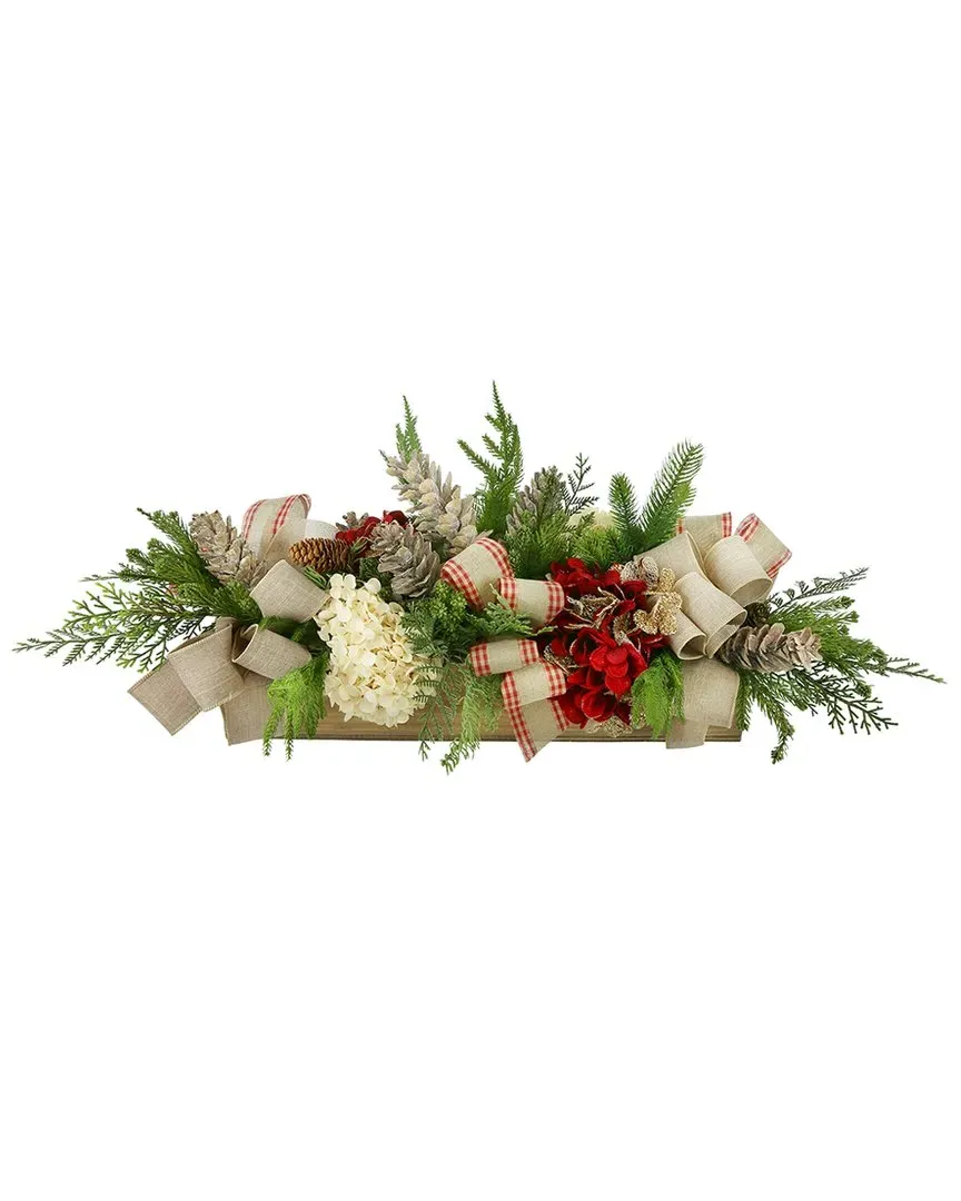Farmhouse Christmas Arrangement with Hydrangeas - Red image