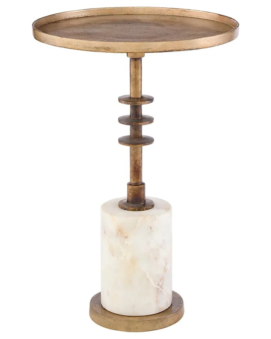 Jetson Round Accent Table - Antique Brass, Marble image