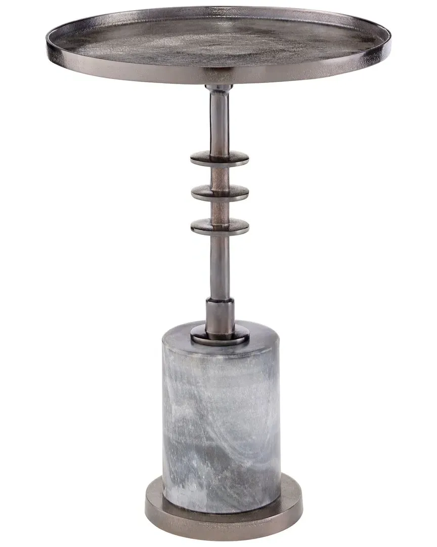 Jetson Round Accent Table - Blackened Nickel, Marble