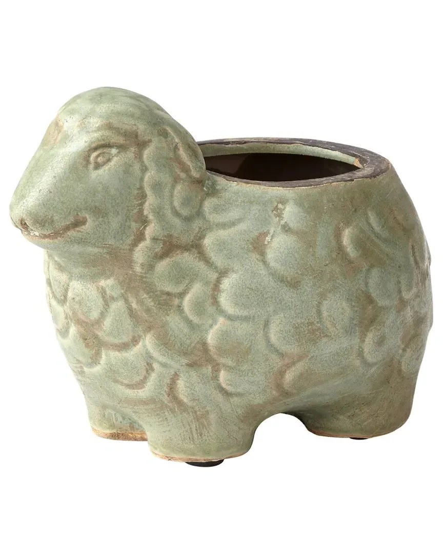 Lala Lamb Planter - Green Glaze, Terra Cotta image