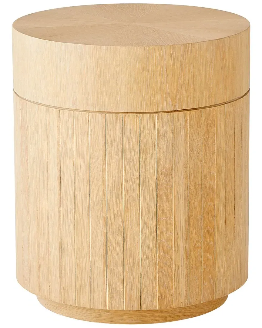 Lamu Round Side Table - White, Oak