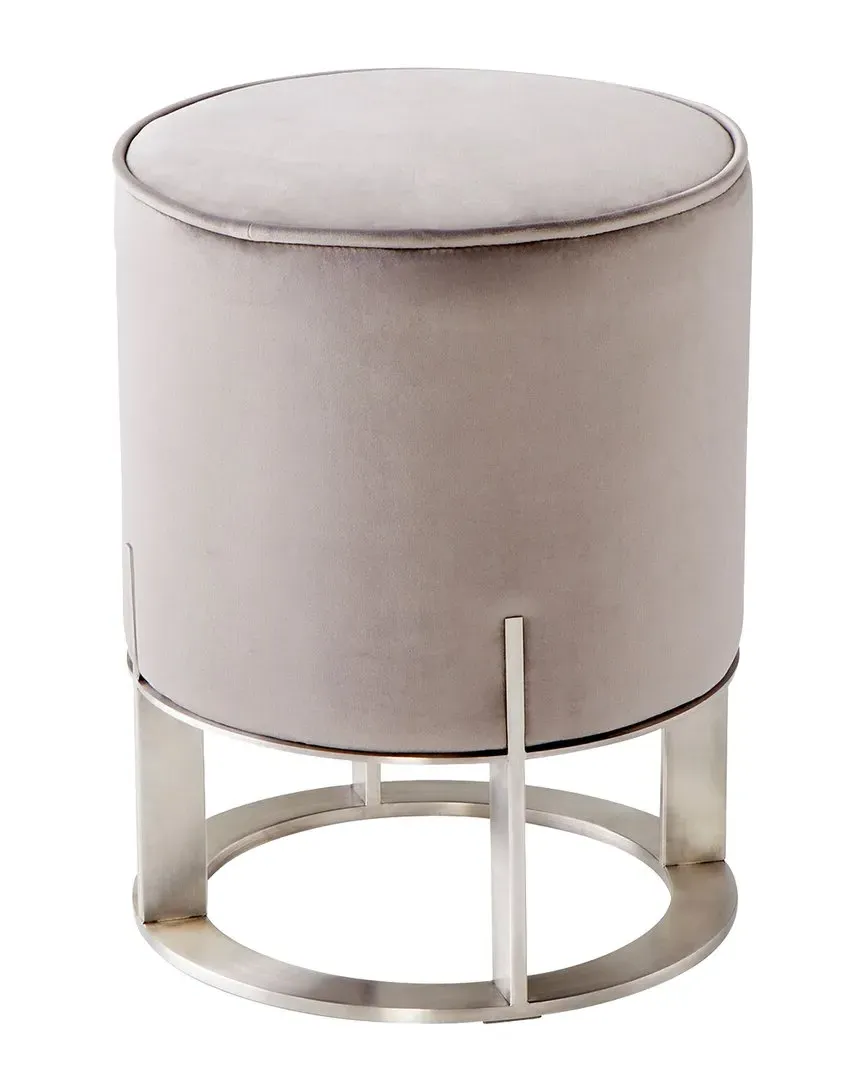 Mr. Winston Round Ottoman - Grey, Velvet image