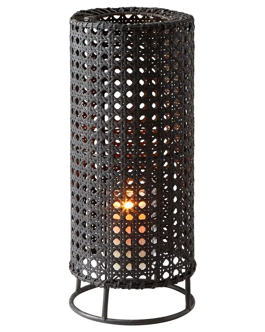 Small Tennyson Candleholder - Matte Black, Rattan image
