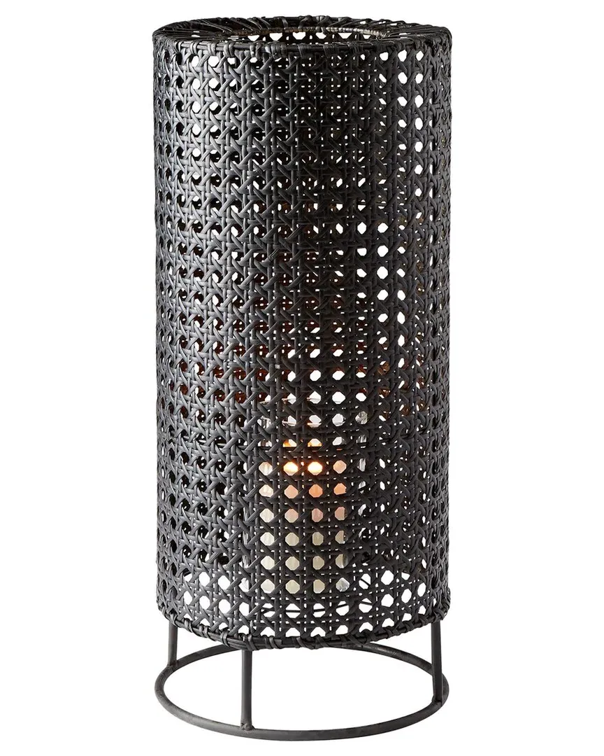 Tennyson Large Candleholder - Matte Black, Rattan image