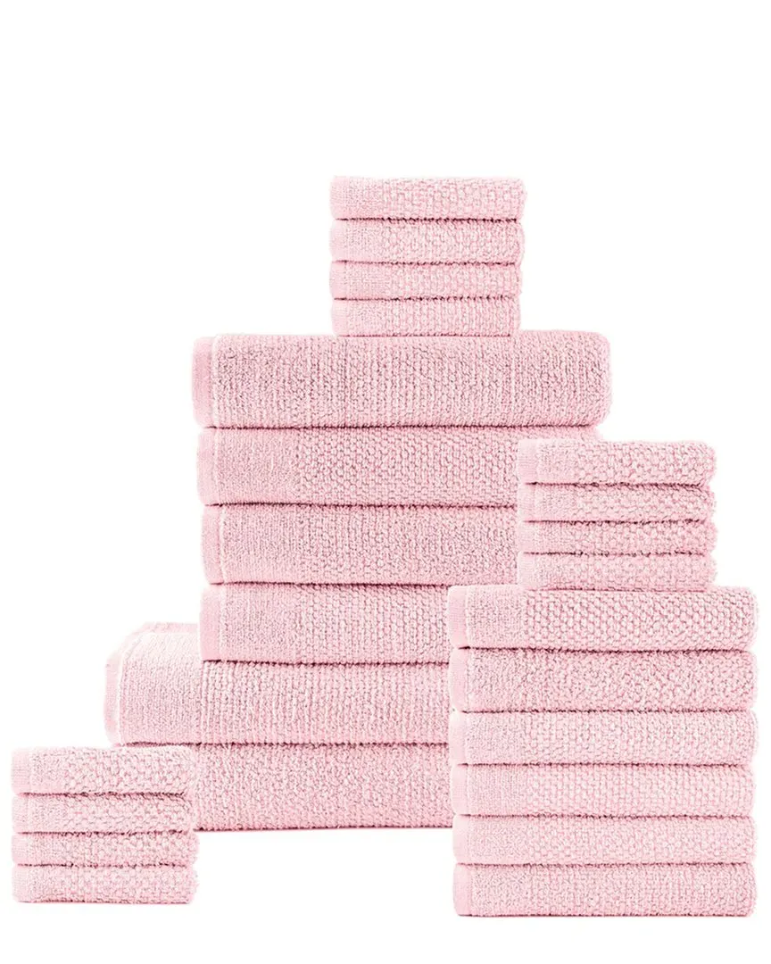 24pc Popcorn Cotton Bath Towel Set - Rose