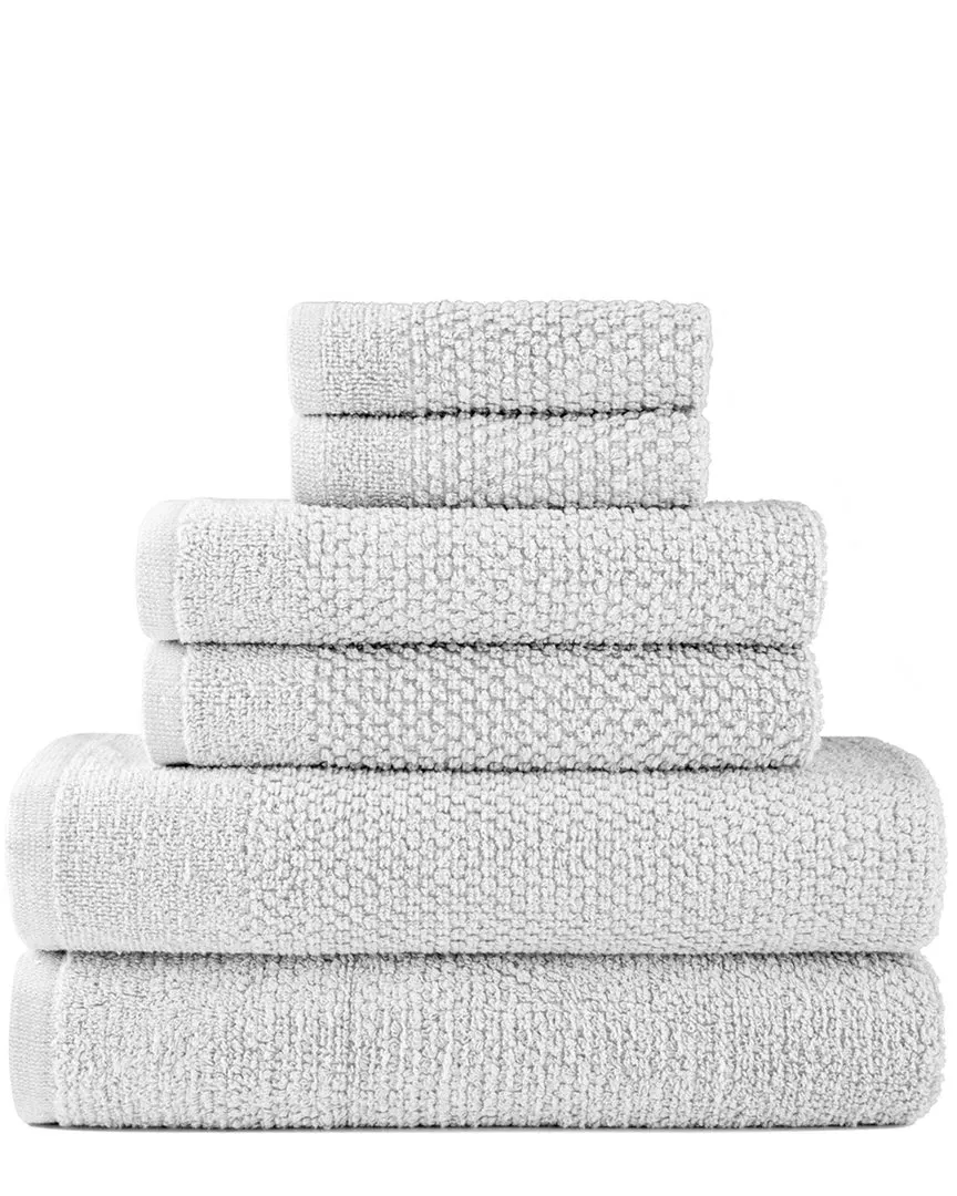 6pc Popcorn Cotton Bath Towel Set - Stone Gray image