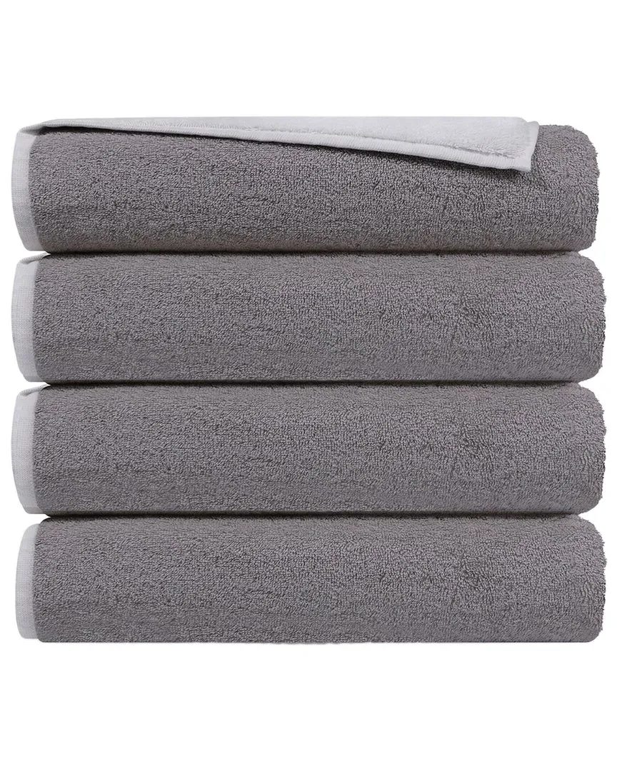 Double Face Set of 4 Bath Towels - White, Turkish Cotton
