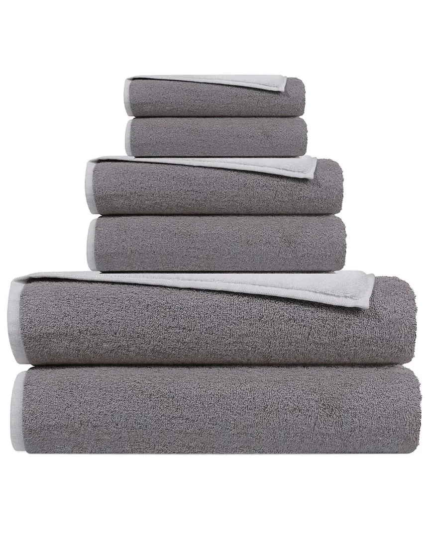 Double Face Set of 6 Turkish Towels - White, Cotton