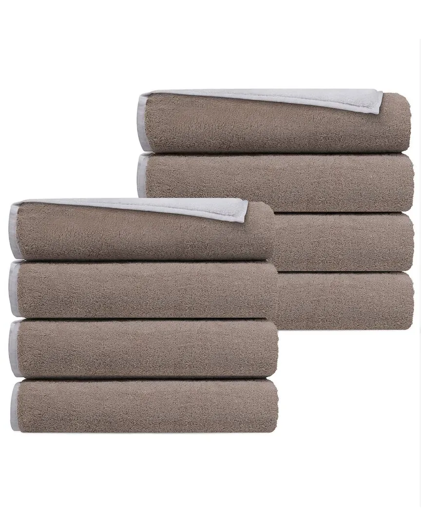 Double Face Set of 8 Turkish Hand Towels - White