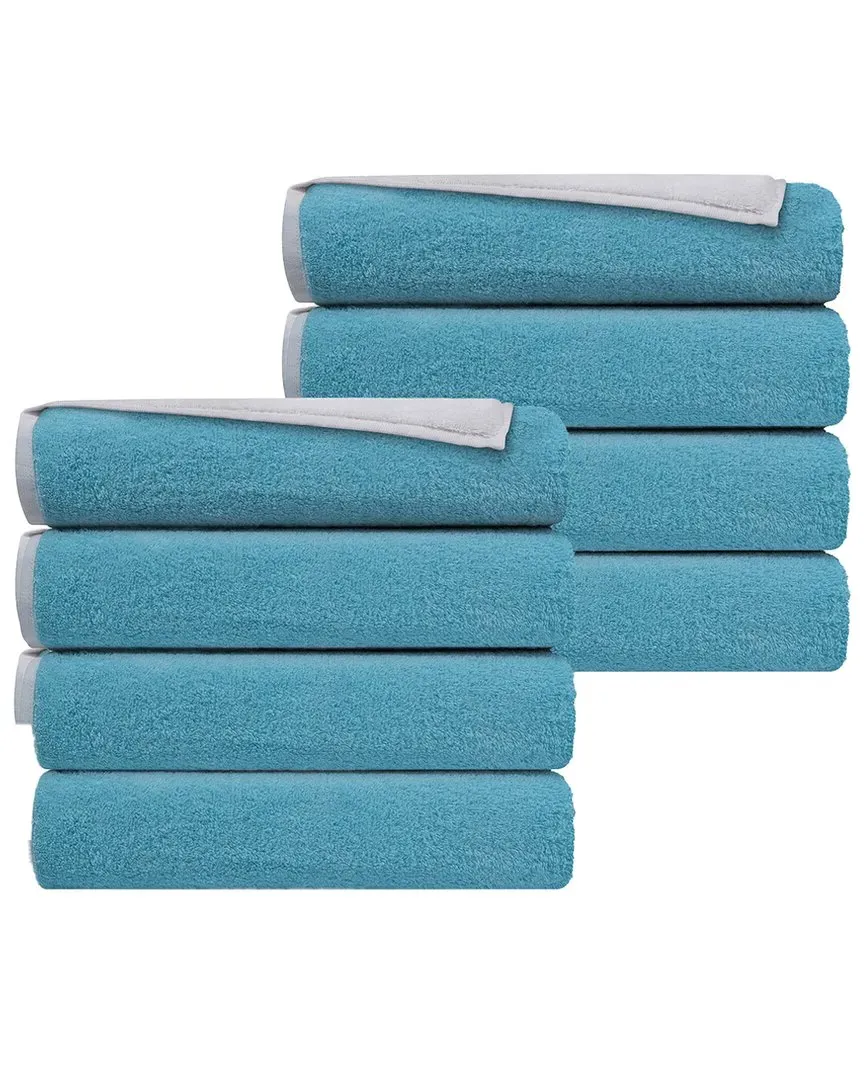 Double Face Set of 8 Turkish Wash Towels - White image