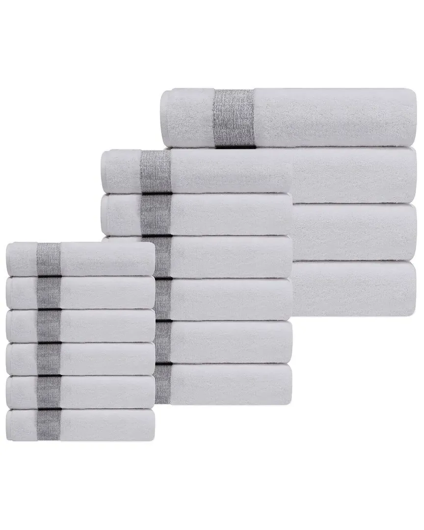 Pera Set of 16 Turkish Towels - Silver, Cotton