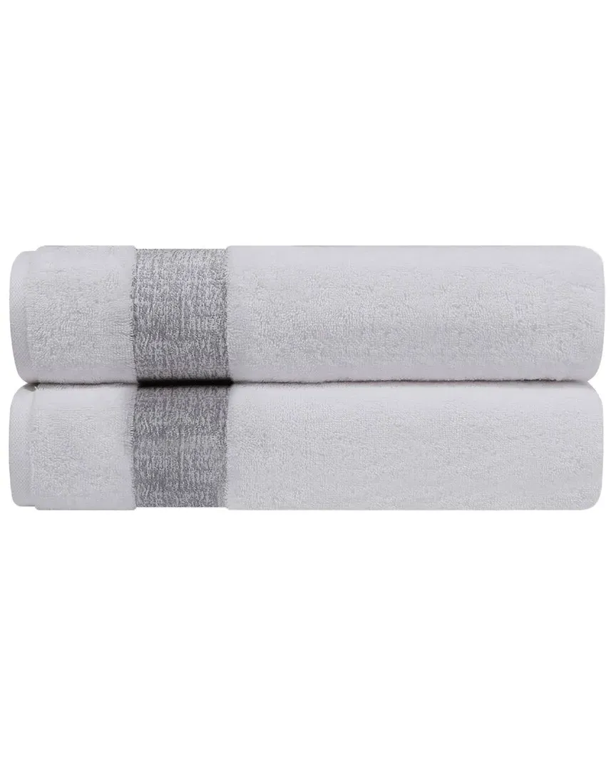Pera Set of 2 Bath Towels - Silver, Turkish Cotton image
