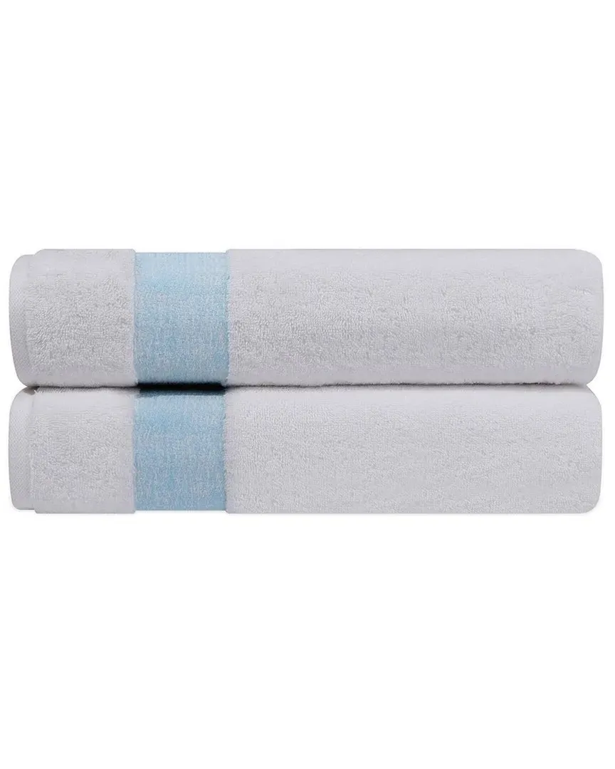 Pera Set of 2 Turkish Bath Sheets - Blue, Cotton