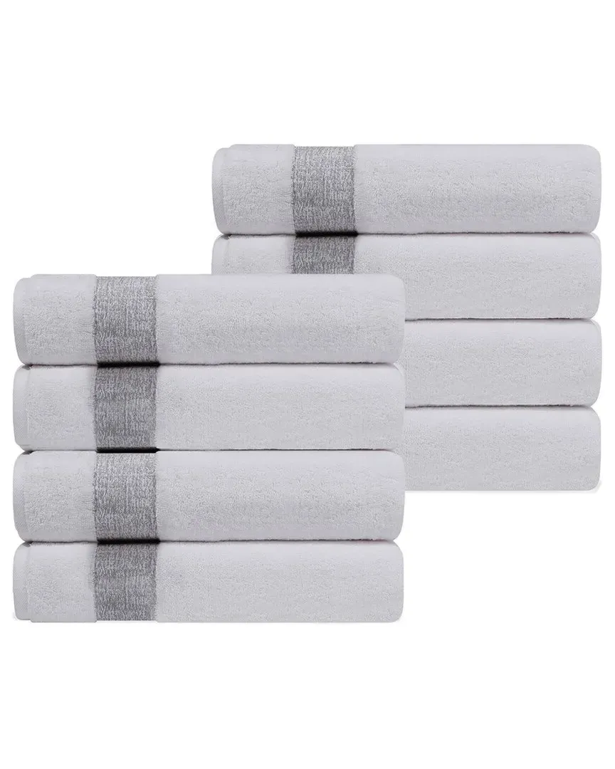 Pera Set of 8 Turkish Hand Towels - Silver, Cotton