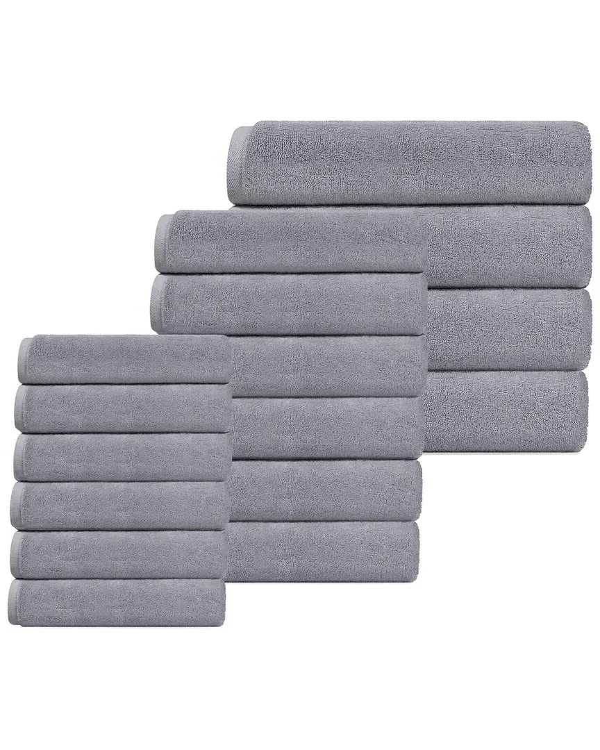 Puresoft Set of 16 Turkish Towels - Silver, Cotton