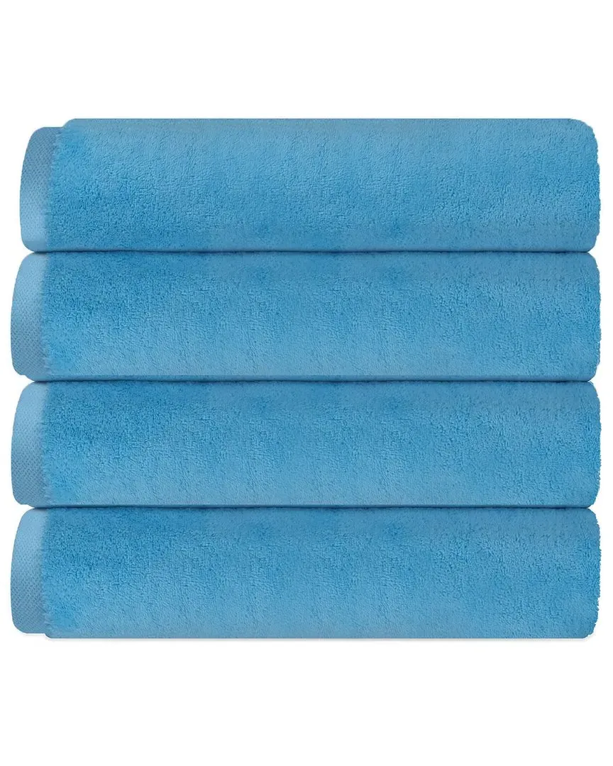Puresoft Set of 4 Turkish Bath Towels - Blue, Cotton image