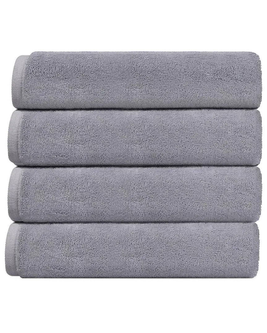 Puresoft Set of 4 Turkish Bath Towels - Silver, Cotton