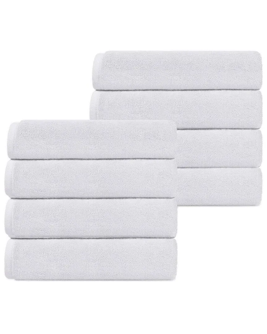 Puresoft Set of 8 Turkish Hand Towels - White, Cotton