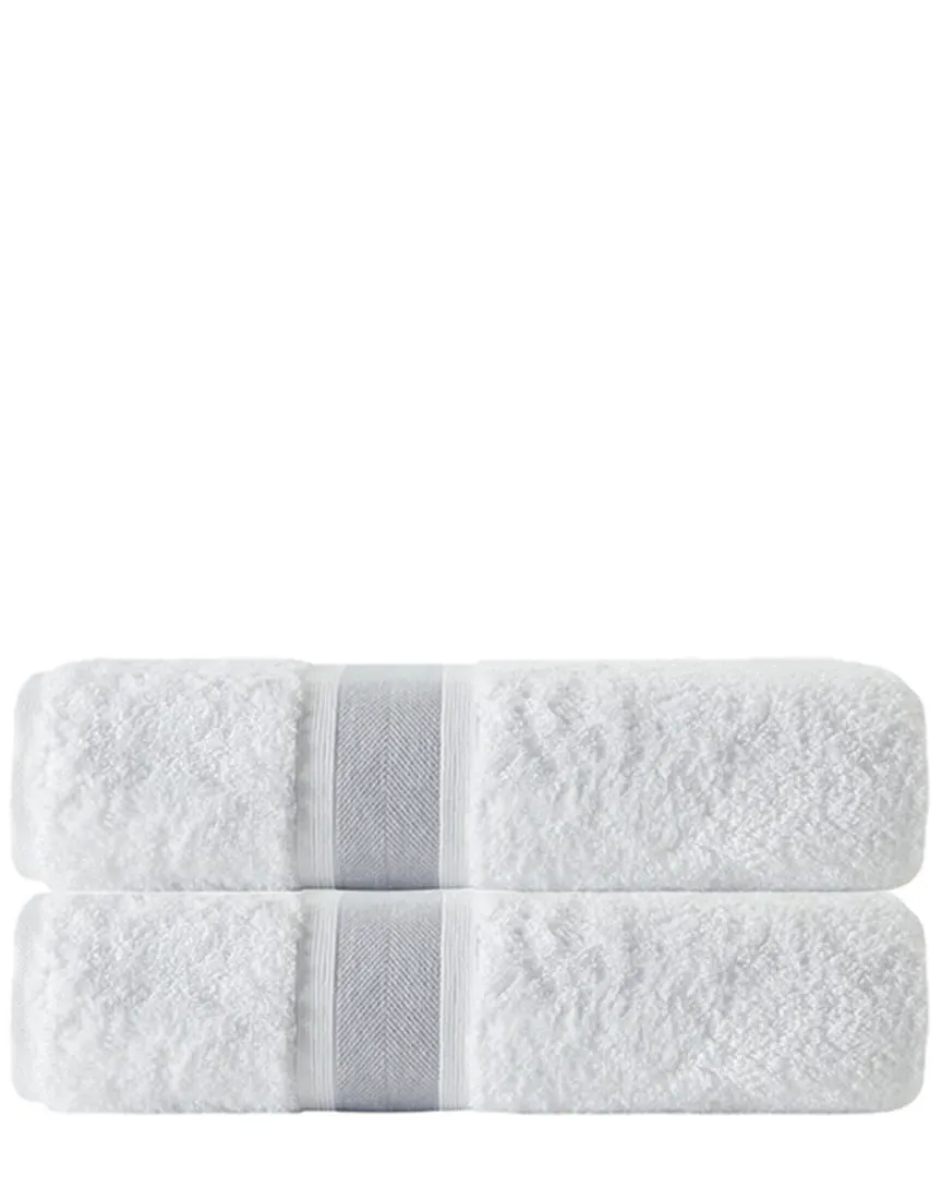 Set of 2 Bath Towels - Silver Stripe, Turkish Cotton image