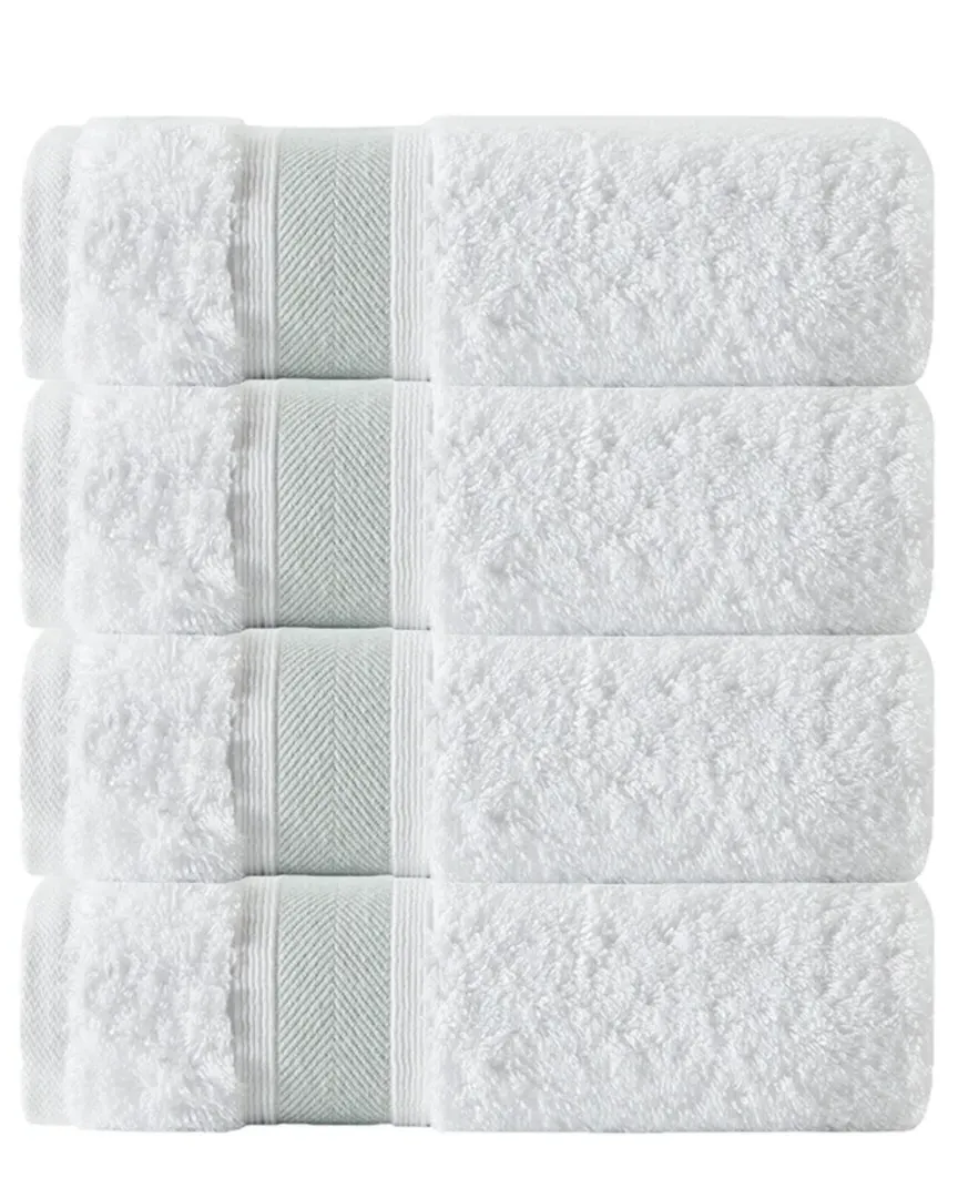 Set of 4 Stripe Bath Towels - Green, Turkish Cotton